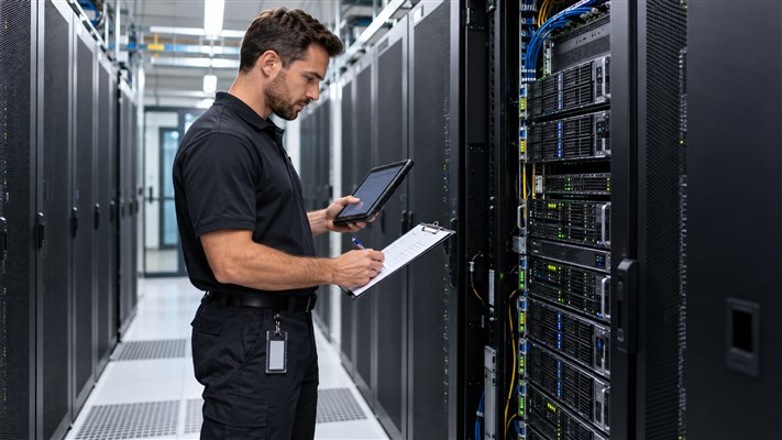 Ilustrasi infrastruktur server dan pusat data